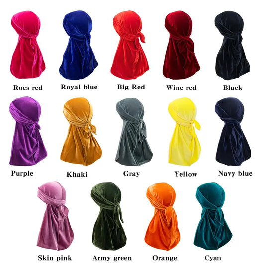 Solid Color Velvet Long Tail Durags