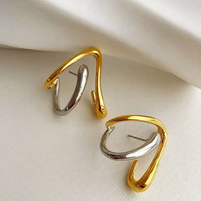 Geometric U-Shaped Stud Earrings