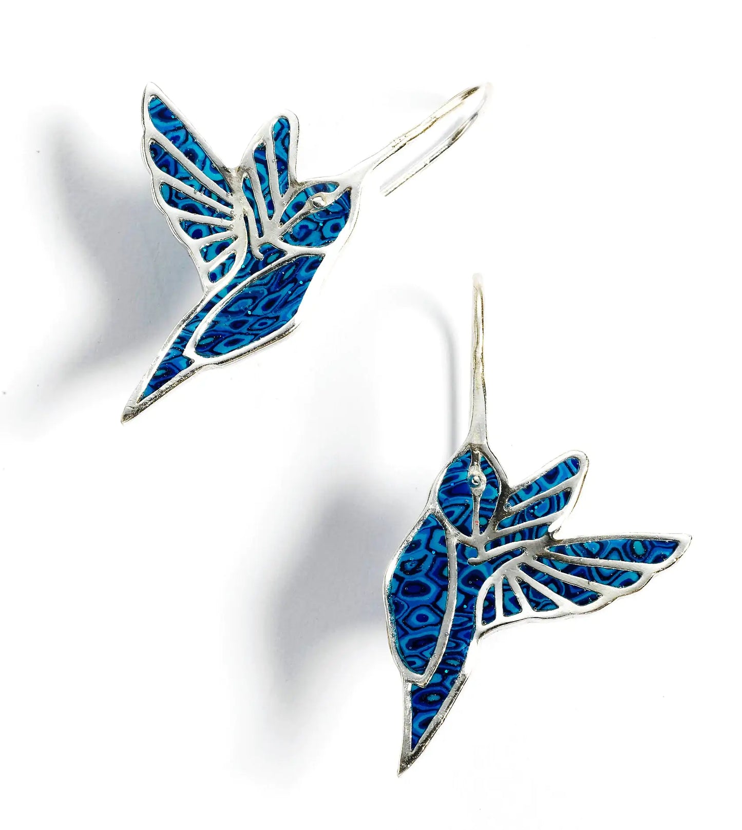 925 Sterling Silver Hummingbird Dangle Earrings