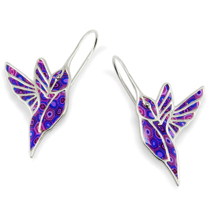 925 Sterling Silver Hummingbird Dangle Earrings