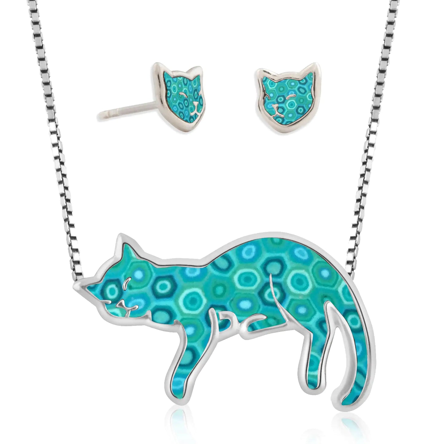 Cat Necklace and Earrings Set