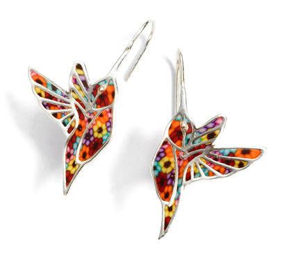 925 Sterling Silver Hummingbird Dangle Earrings