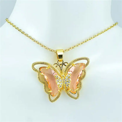 Crystal Glass Butterfly Necklace