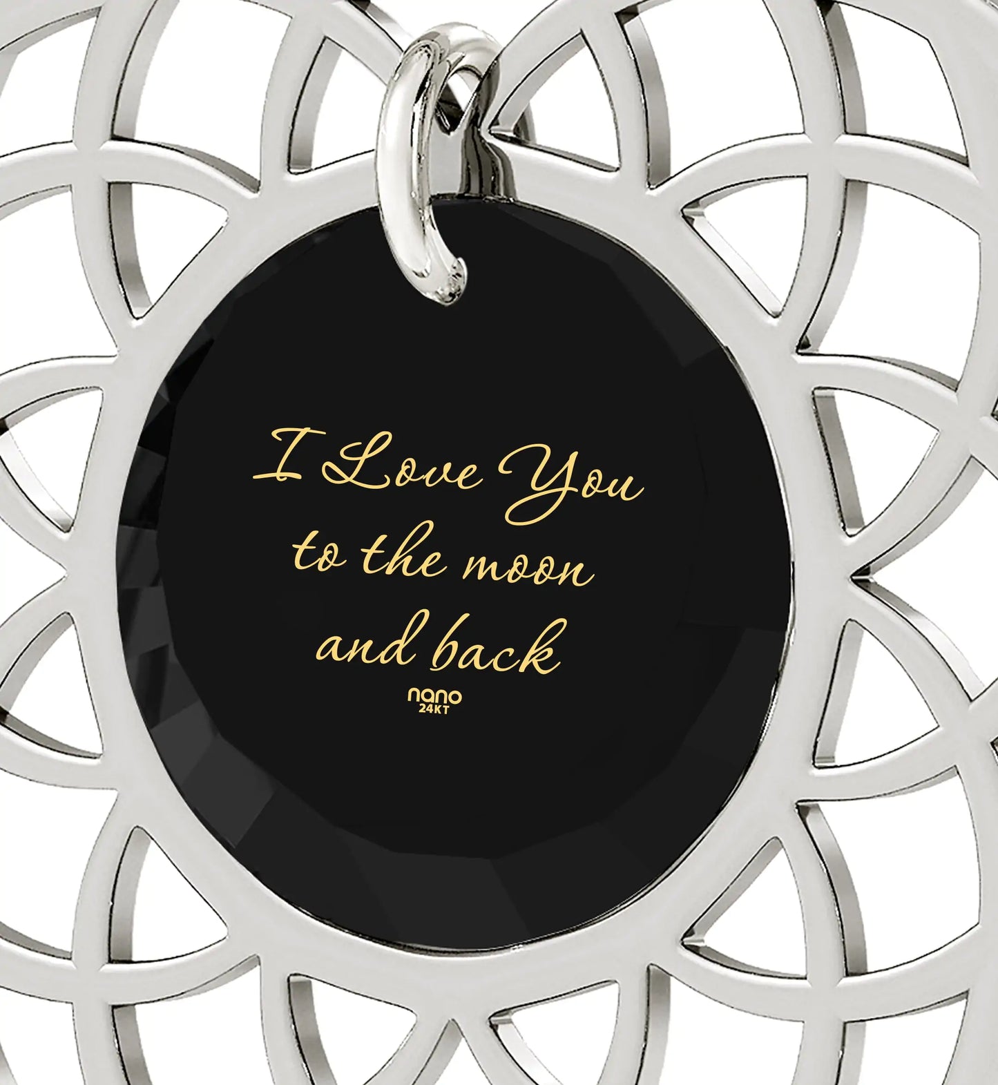 925 Sterling Silver I Love You To The Moon and Back Necklace Mandala Pendant 24k Gold Inscribed