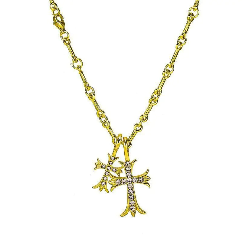 Double Cross Pendant Necklace