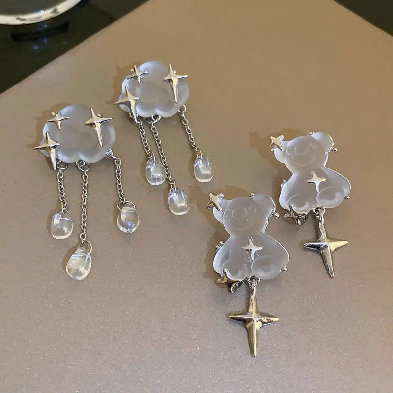 Geometric Clouds Water Drop Earrings