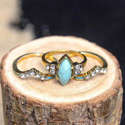 Achieving Dreams Turquoise 3-Piece Ring Set