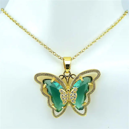 Crystal Glass Butterfly Necklace