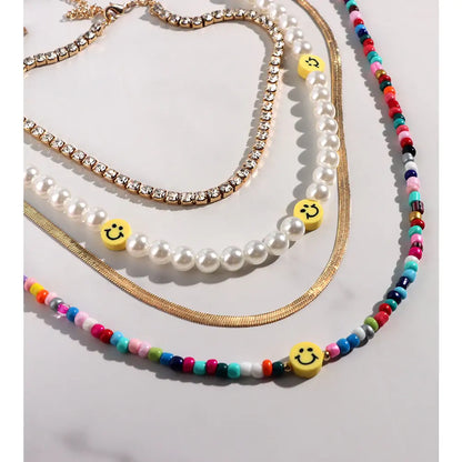 Multilayer Pearl Rainbow Beaded Necklace