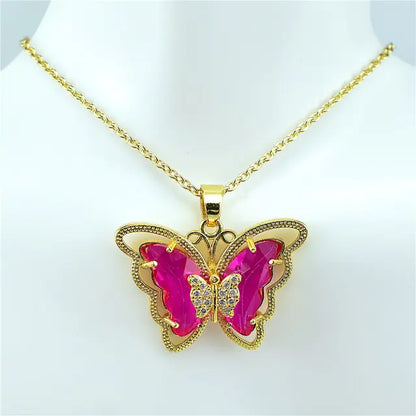 Crystal Glass Butterfly Necklace