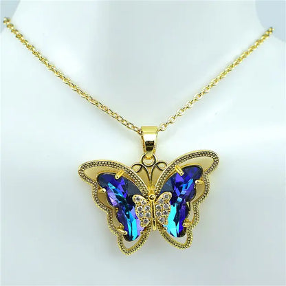 Crystal Glass Butterfly Necklace