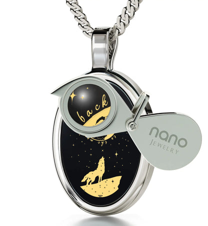 I Love You to the Moon and Back Necklace 24k Gold Inscribed on Onyx